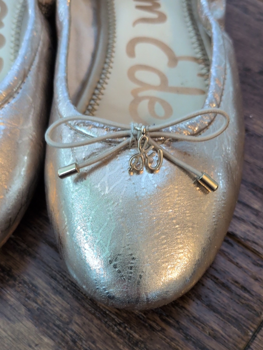 Sam Edelman Women's Gold Metallic Felicia Leather Ballet Flats 5.5 - Picture 3 of 10